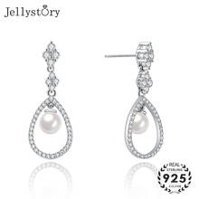 Jellystory fashion 925 sterling silver drop earrings with pearl zircon gemstone fine jewellery for women wedding party wholesale 2024 - buy cheap