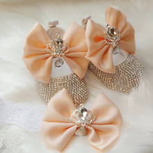 Изысканная детская бабочка Dollbling абрикосового цвета Роскошный Бриллиантовый пушистый наряд с красной подошвой обувь для маленькой девочки для крещения 2024 - купить недорого