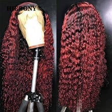 Ombre 99J Curly Lace Front Human Hair Wigs with Baby Hair Ombre 1B99J 13x6 Curly Lace Front Wig Bleached Knots for Black Women 2024 - buy cheap