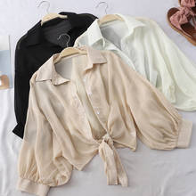 Blouse Women Blusas Top Femme Summer Half Sleeve Chiffon Blouse Shirt Loose Casual Shirts Women Tied Waist Elegant Blouses E89 2024 - buy cheap