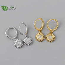 Pendientes de aro de plata con hebilla para mujer, aretes Huggie de circonia cúbica, joyería You Are My Sunshine, 925 2024 - compra barato