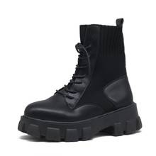 Fg6 botas femininas pretas para motocicleta, botas militares, para mulheres, cano curto, plataforma antiderrapante, à prova d'água 2024 - compre barato