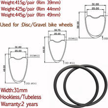 Ruedas de carbono para bicicleta de carretera, llanta de disco sin tubo, ancho ligero de 31mm, 700c, 34, 39, 44, 49 y 54mm 2024 - compra barato