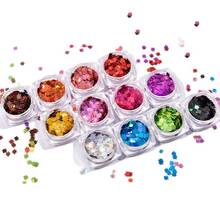 12jars/Kit Holographic Planets Leaves Sequins Laser Summer Maple Glitter Flakes  Black,Green,Lavender Sparkly Leave Nail DP894Q3 2024 - buy cheap