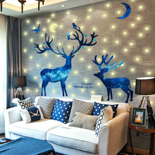 Papel tapiz decorativo de ciervo para habitación de niños, pegatinas autoadhesivas que brillan en la oscuridad, decoración de muebles nórdicos, Estrellas luminosas 2024 - compra barato