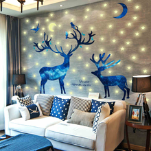 Veados decorativos quarto das crianças papel de parede brilho no escuro auto-adesivo nordic móveis decoração estrelas luminosas adesivos 2024 - compre barato