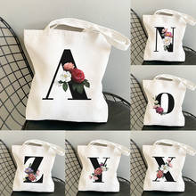 Bolsa de ombro feminina, nova bolsa de verão, letras de flor, lona, grande capacidade, bolsa mensageiro, bonita, divertida, moda feminina 2024 - compre barato