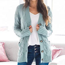 Autumn Winter Long Sleeve Twist Cardigan Casual Women Solid Long Sweater Ladies V-neck Button Cardigans Sweaters Outwear 2024 - buy cheap
