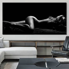 Retrato preto moderno posters e cópias da arte parede pintura da lona sexy corpo nu mulher pintura para sala de estar decoração da parede casa 2024 - compre barato