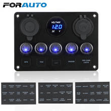 FORAUTO Car Marine LED Rocker Switch Panel Waterproof Digital Voltmeter Dual USB Port 12V Outlet Combination 2024 - buy cheap