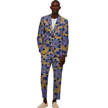 Dashiki Print Mens Long Sleeve Blazer Jacket Pants Suits Street Style Male 2 Piece Sets Nigerian Party Gift African Clothing 2024 - buy cheap