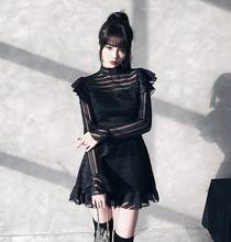 Ruibbit New Arrival Punk Gothic Retro Black Mini Dress Gothic Harajuku Bodycon Dress Mesh Long Sleeve Sexy Female Dresses Rock 2024 - buy cheap
