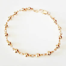 Pulseira feminina nova moda 585 rosa ouro cor jóias 17cm de cobre longo contas pulseiras 2024 - compre barato