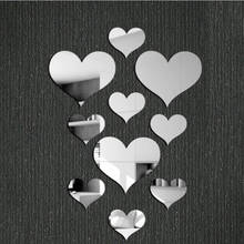 10pcs Love Heart Mirror Wall Stickers Home Decor 3D Acrylic Mirror Hearts Wall Sticker For Living Room Bedroom Background Decal 2024 - buy cheap