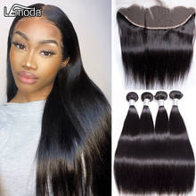 5pcs/lot Straight Human Hair 3 Bundles With 13x4 Lace Frontal Closure Brazilian Remy Hair Weave Bundles With Closure Extensions 2024 - buy cheap