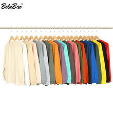 Bolubao-camiseta masculina de manga longa, moderna, 2021, cor sólida, gola redonda, algodão, casual 2024 - compre barato