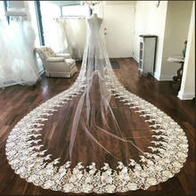 Роскошная блестящая кружевная свадебная вуаль длиной 350 см, фата для невесты, свадебные аксессуары 2024 - купить недорого