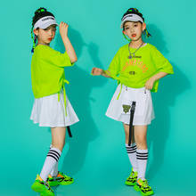 New Hip Hop Jazz Costumes For Kids Girls Green Tops Short Sleeve Modern Dance Performance Clothing Cheerlead Dance Skirts BL6014 2024 - buy cheap