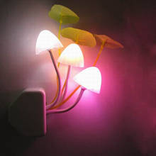 Luz Nocturna creativa con Sensor de luz para bebé, lámpara de seta de colores, 3Led, enchufe europeo/estadounidense, AC110V-220V, novedad 2024 - compra barato