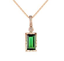 Collar con colgante de diamante de oro rosa de 14K para mujer, collar de jade Esmeralda Natural, Peridoto, bizutería, Gema de Jade, joyería colgante 2024 - compra barato