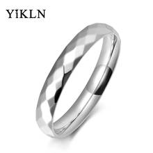 YiKLN Trendy Office Style Stainless Steel 3mm Wide Cut Face Anniversary Ring Rose Gold Wedding Rings Jewelry For Women YR19059 2024 - buy cheap