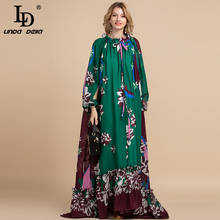 LD LINDA DELLA Summer Fashion Designer Loose Maxi Dress Women's Split Sleeve Floral Print Holiday Party Vintage Long Dress 2024 - buy cheap