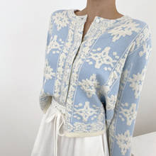 Cardigãs estereoscópicos florais coreanos, casacos para mulheres suéter tricô vintage elegante 2024 - compre barato