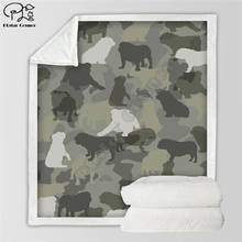 Manta polar de camuflaje con estampado 3d de perro divertido, colcha gruesa para camas, senderismo, Picnic, colcha de moda, Sherpa 2024 - compra barato