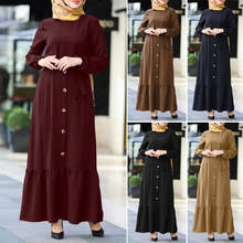 Мусульманское платье Donsignet, мусульманское модное платье, Средний Восток, Дубай, абайя, Турция, женское платье, о-образный вырез, длинный рукав, халат, платье с поясом 2024 - купить недорого