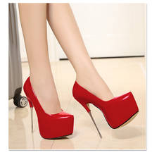 Fetish metal high heels shoes platform stiletto heels 16cm size44 women's female elegant pumps shoes patent leather nightclub 2024 - buy cheap