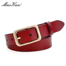 Maikun-Cinturón de piel de vaca para mujer, hebillas de cinturón anchas, Estilo Vintage, sencillo y combinable 2024 - compra barato
