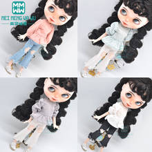 1pcs Blyth Doll Clothes Lantern sleeve shirt, ripped jeans for Blyth Azone OB23 OB24 1/6 doll accessories 2024 - buy cheap