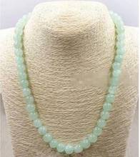 Joyería de moda, Envío Gratis, 10mm, verde claro, 100% Natural, JADE jadeíta, collar de cuentas redondas 2024 - compra barato