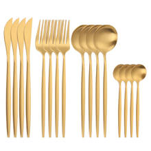 Gold Dinnerware Set Matter Cutlery Stainless Steel Dinner Dish Knife Fork Spoon Golden Cutlery Set Tableware Spoon Set 2024 - buy cheap