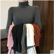 Korean Wild Solid Turtleneck Sweater Women Long Sleeve Stretch Woman Clothes Tops Basic Undershirt Pullover Winter Sweater Women 2024 - buy cheap