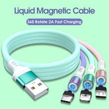 Liquid Silicone Magnetic Micro USB Cable For iPhone X Samsung Android Phone LED Fast Charging USB Type C Cable Charger Wire Cord 2024 - buy cheap
