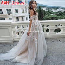 Ivory Lace Appliques Nude Lining A Line Wedding Dresses Sexy Sweetheart Unique Sleeveless Bridal Gowns 2021 Tulle Bride Dress 2024 - buy cheap