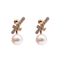 Perla de estilo coreano Brincos nudo cristal circonita tachuelas elegante para mujer joyería 2024 - compra barato