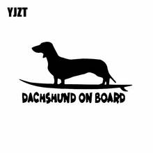 YJZT 16X8.8CM Funny Dog Decal Vinyl Car Sticker Window Decor Dachshund On Board Black/Silver C24-1624 2024 - buy cheap
