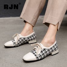 RJN 2021 Spring New Casual Women‘s Flat High Quality Genuine Leather Lace-Up Ladies Shoes Comfortable Handmade Loafers RO699 2024 - buy cheap