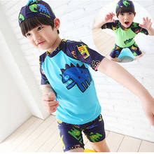 Children Boy Swimsuit Cartoon Dinosaur 2 Pieces Swim Suits Sunblock Beach Costume Bodysuit With Cap Kids Boys Swimwear 2-13Y 2024 - buy cheap