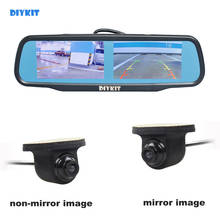 Diykit-monitor para espelho retrovisor de carro, tela dupla de 4.3 polegadas, tft, câmera para visão traseira, dianteira e lateral 2024 - compre barato