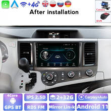 Android 2G+32G Car GPS Player For Toyota Sienna 2009 2010 2011 2012 2013 2014 Stereo Radio 2 Din 4 CORE Touch Button Carplay BT 2024 - buy cheap