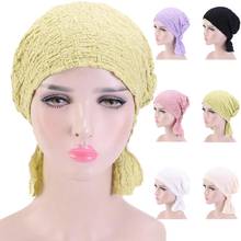 New Women Bubble Cotton Hat Stretch Chemo Cancer Cap Solid Color Elastic Beanie Bonnet Turban Hair Loss Cover Headscarf Headwear 2024 - buy cheap