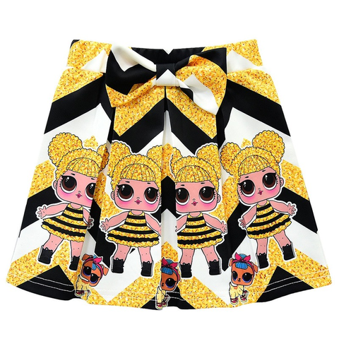 Новая короткая юбка для девочки Lol Surprise Doll, плиссированная юбка с мультяшным рисунком, наряды для девочек, одежда для маленькой девочки, платье для девочек 2022 - купить недорого