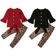 Kids Baby Girl Autumn Outfit Leopard Print  Pants Long Sleeve T-shirt Top Outfits Clothes Sets 1-6Years Girls Costume 2024 - buy cheap