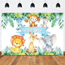 Wild One Jungle Birthday Backdrop for Photography Cartoon Animals Newborn 1st Birthday Party Banner Background for Photo Studio 2024 - buy cheap