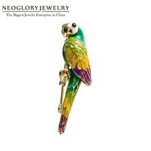 Neoglory Cute Birds Colorful Parrot Brooches for Women Enamel Vivid Animal Brooch Pin Christmas Birthday Day Gift Zoo Souvenir 2024 - buy cheap
