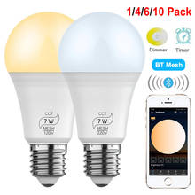 Bombilla LED inteligente compatible con Bluetooth E27, lámpara regulable CCT de 7W, AC100V, 220V, BT, red de malla, iluminación interior para el hogar 2024 - compra barato