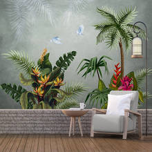 Mural personalizado 3D pintado a mano, plantas de selva Tropical, flores, pájaros, pintura artística para pared, papel tapiz para sala de estar, dormitorio, murales 3D 2024 - compra barato